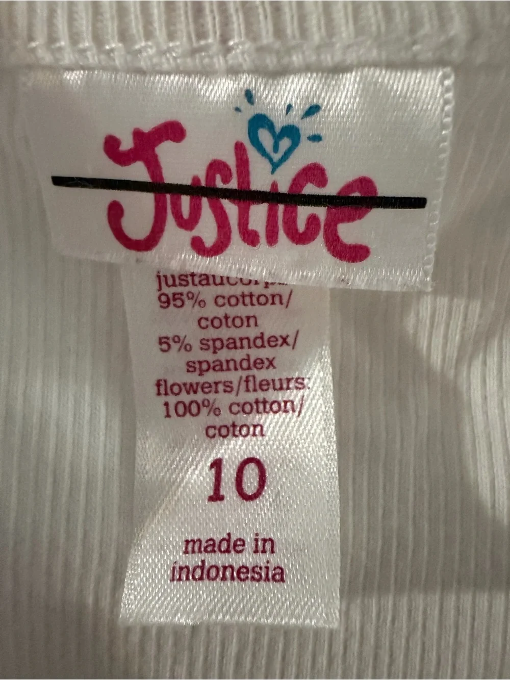 Justice  girls White Floral Applique Tank Top
